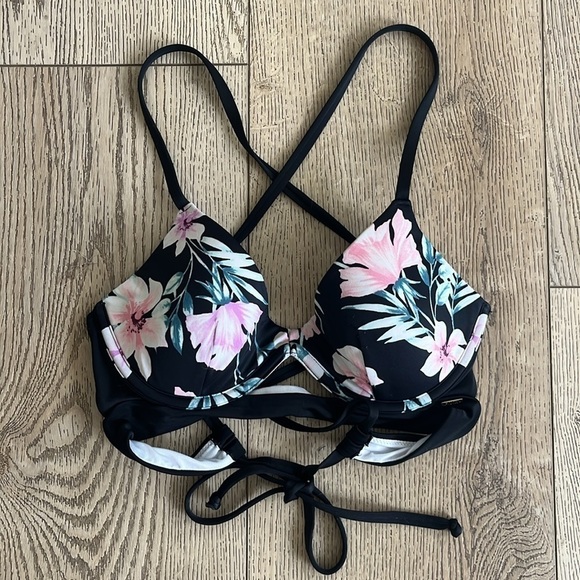 Victoria Secret Pink Push Up Cross Back Floral Size S - Picture 2 of 6